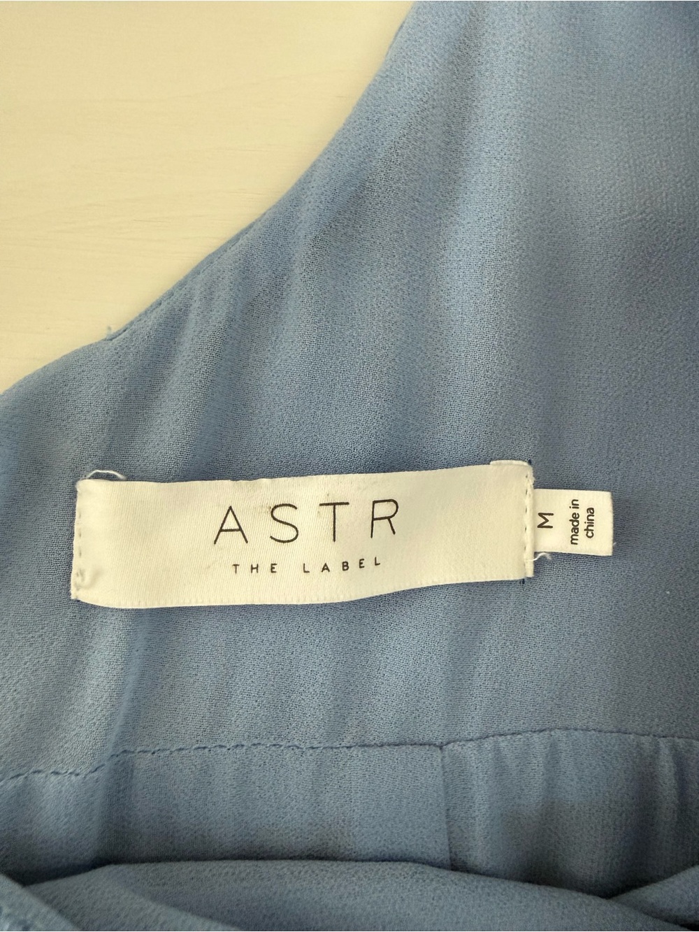 ASTR The Label Marla Mini Dress Blue Satin Ruffle Tie Front Size M - Picture 4 of 8